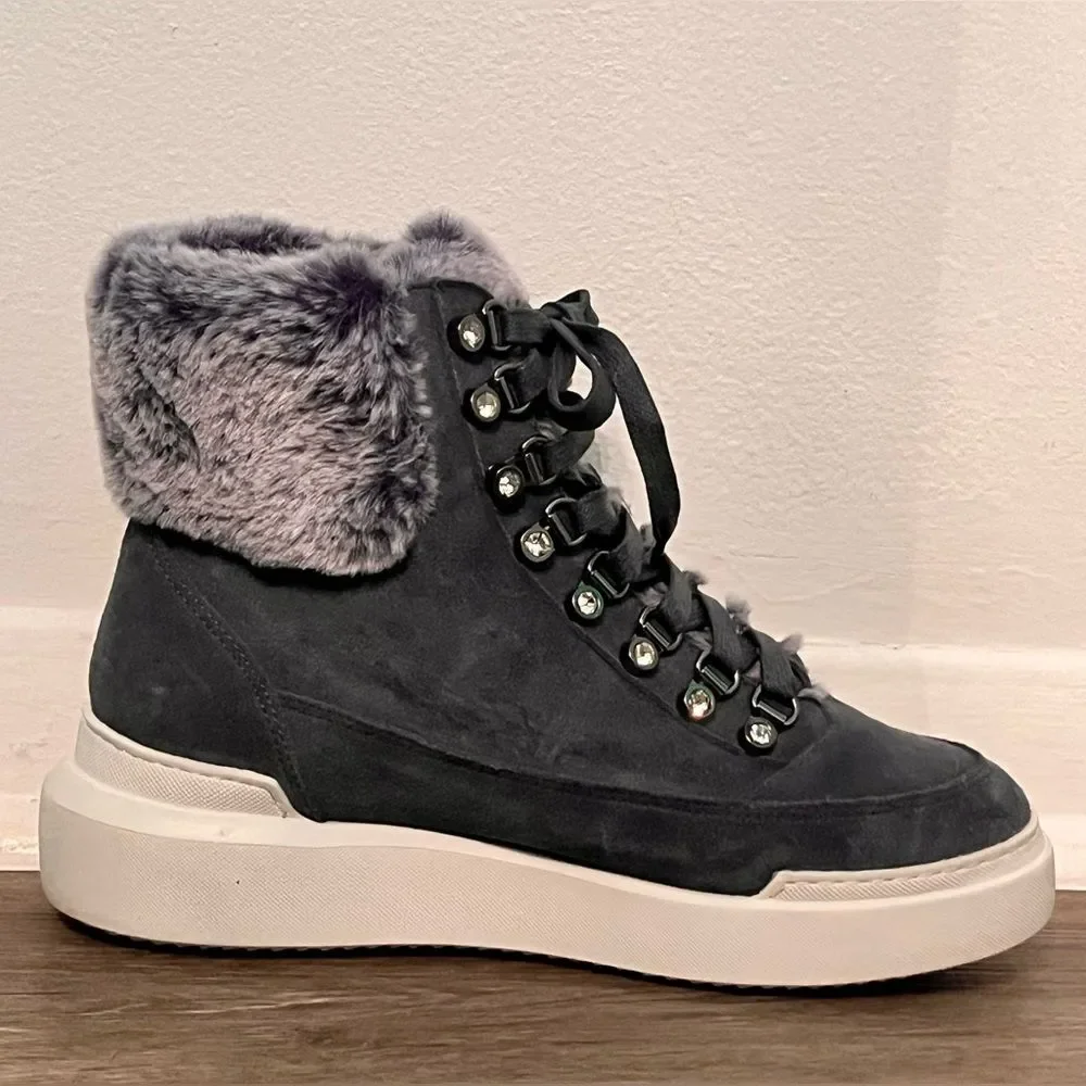Vince Camuto Gray Fur-Lined Boots Size 8.5